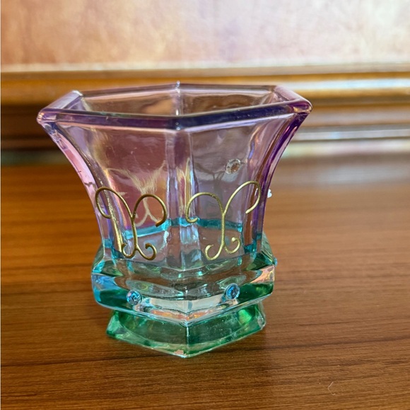 Partylite Mardi Gras Glass Votive Candle Holders Set of 2 - Picture 9 of 11